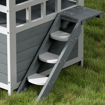 i.Pet Outdoor Cat House Shelter 72cm x 72cm x 127cm Rabbit Hutch Wooden Condo Small Outdoor Cat House