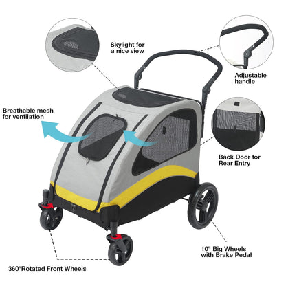 XL Dog Stroller Pet Pushchair Foldable Travel Cart