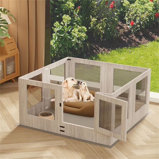 Large Dog Indoor Whelping Box, Tempered Glass & MDF