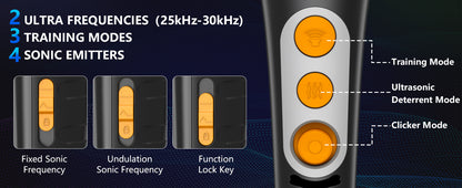 Black Ultrasonic Dog Barking Control Device - Dual Frequency Anti-Bark Trainer with IP65 Waterproof (11.8x48.5x44mm)