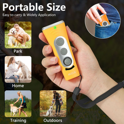 Yellow Ultrasonic Dog Barking Control Device - Dual Frequency Anti-Bark Trainer with IP65 Waterproof (11.8x48.5x44mm)
