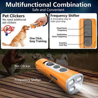 Yellow Ultrasonic Dog Barking Control Device - Dual Frequency Anti-Bark Trainer with IP65 Waterproof (11.8x48.5x44mm)