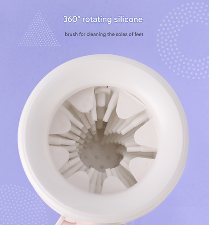 Deep red Portable Dog Paw Cleaner Cup - Semi-Automatic 360-degree Rotating Foot Washer with Soft Silicone Bristles