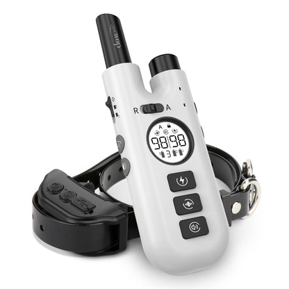 Professional 2-in-1 Dog Training & Anti-Bark Collar with Remote - Rechargeable, 3 Modes & 0-99 Levels(white)