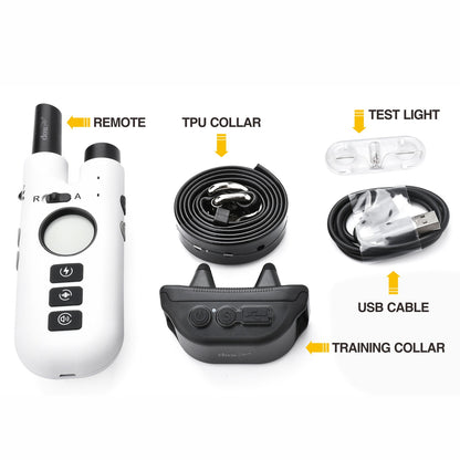 Professional 2-in-1 Dog Training & Anti-Bark Collar with Remote - Rechargeable, 3 Modes & 0-99 Levels(white)